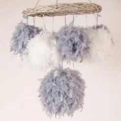Badaboum Boule Plume Grise 20 Cm