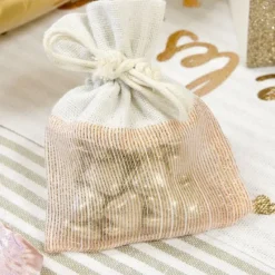 Badaboum Bourse Drag Es En Toile Et Tissu Rose Gold X 4 Pi Ces