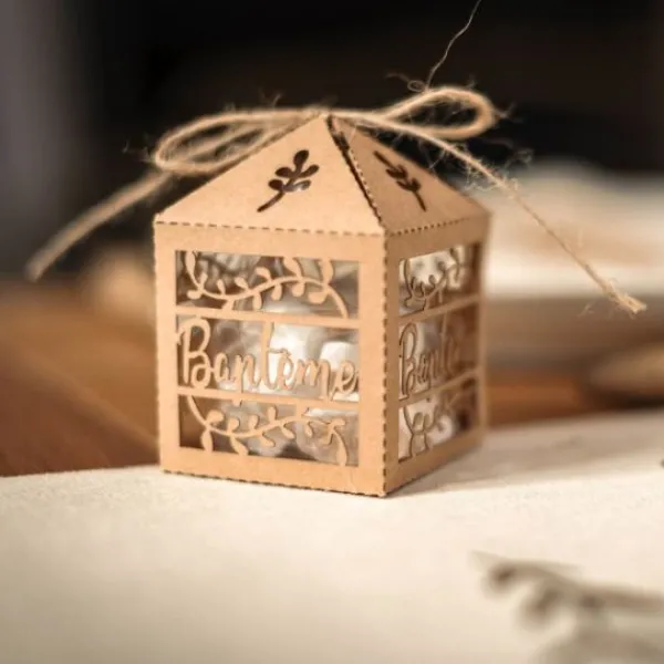 Hot Cage A Papier Bapt Me Kraft X 10 Pi Ces Theme Bapteme
