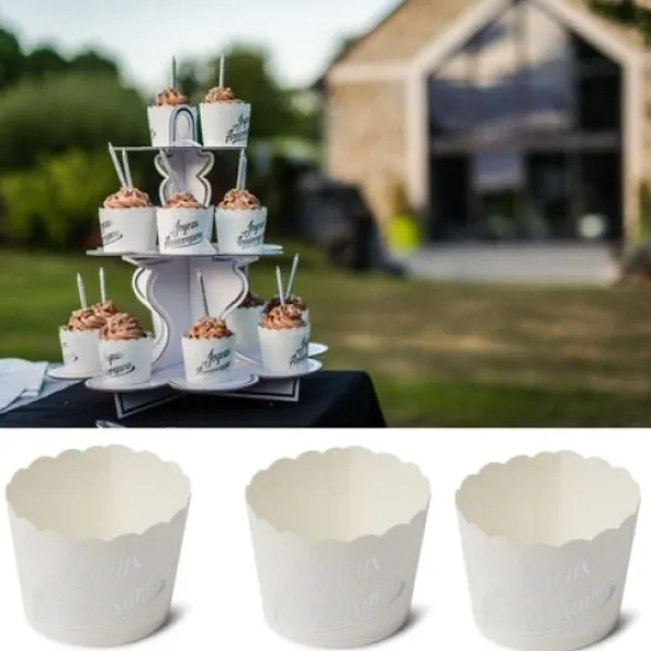 New Cakes Cup Anniversaire Argent X 25 Pi Ces Theme Joyeux Anniversaire