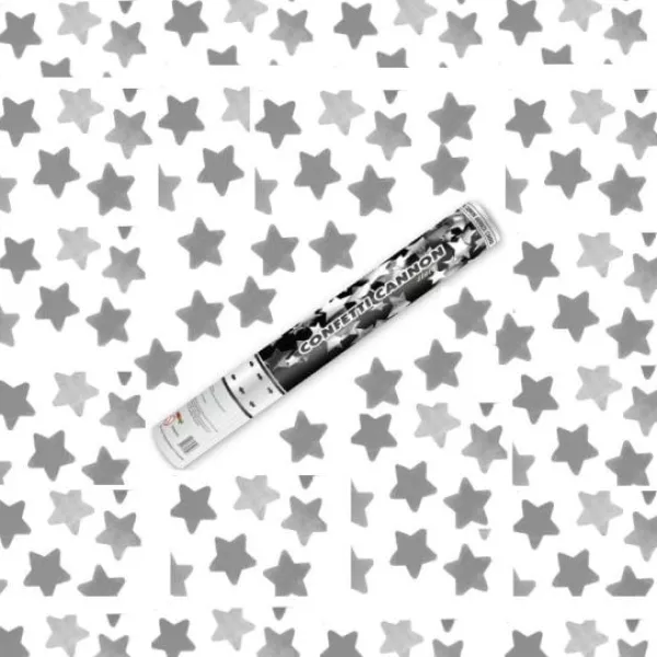 Badaboum Canon Confettis Etoile Argent 40 Cm