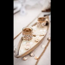 Badaboum Centre De Table Bateau Avec Bougeoirs Et Coquillages