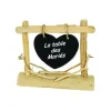 Badaboum Centre De Table Bois Avec Coeur Ardoise