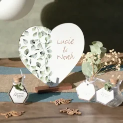 Badaboum Centre De Table Coeur Mariage Bucolique H19 Cm