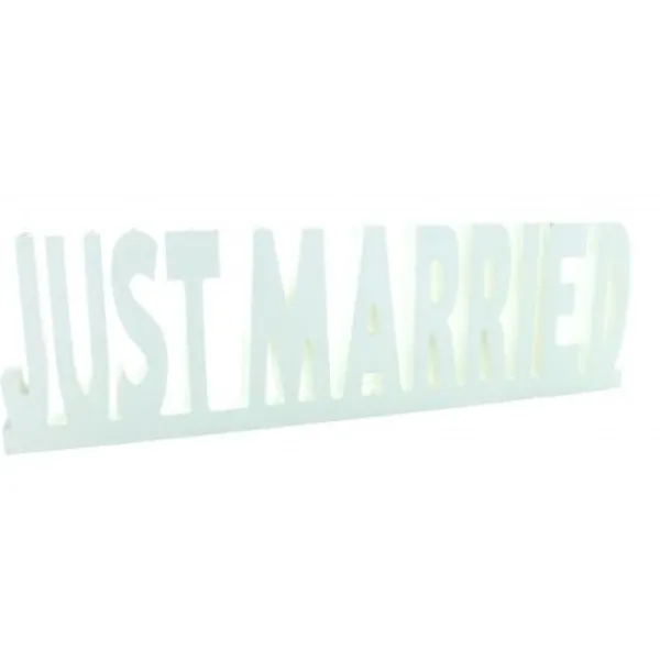 Badaboum Centre De Table Just Married Blanc En Bois