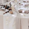 Clearance Chemin De Table Bapt Me Mousseline Blanc Liser Vegetal Or Theme Bapteme