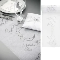 Clearance Chemin De Table Colombe En Tissu Intiss 30Cm X 5 M Tres Theme Colombe
