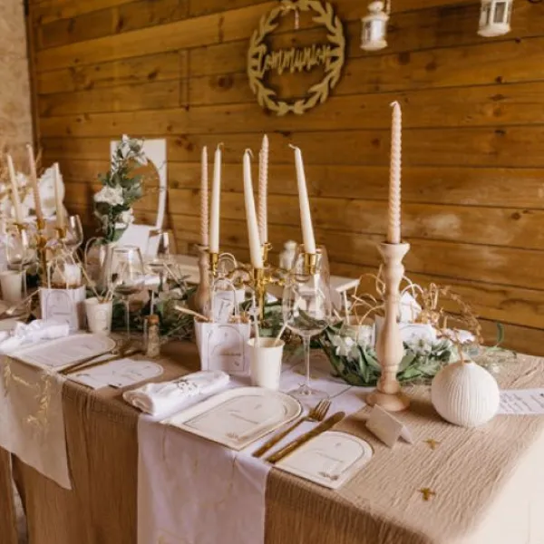 Clearance Chemin De Table Communion Mousseline Blanc Liser Vegetal Or Theme Communion