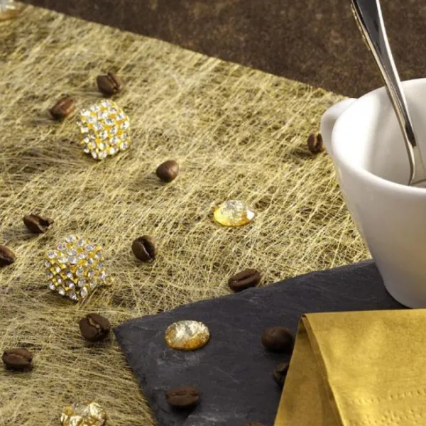 Badaboum Chemin De Table En Abaca Or Cheveux D'Ange Discount
