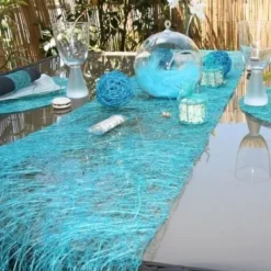Badaboum Chemin De Table En Abaca Turquoise 30Cm Online
