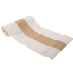 Hot Chemin De Table En Vrai Toile De Jute Naturel Et Blanc Theme Jute