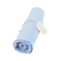 New Chemin De Table Gaze De Coton Bleu Pastel 300X30Cm Theme Deco Pastel