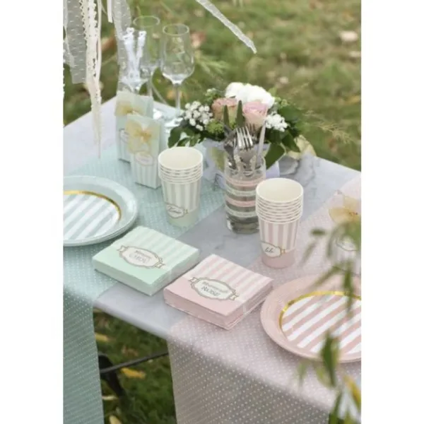 Badaboum Chemin De Table Intisse Plumetis Rose