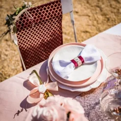 Badaboum Chemin De Table Lin Nid D'Abeiles Marsala Floque Rose Gold