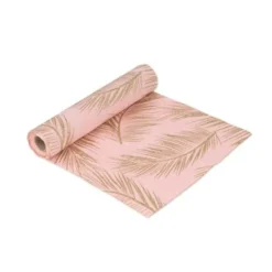 Badaboum Chemin De Table Lin Rose Fougere Paillettes Or