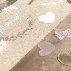 Badaboum Chemin De Table Mariage Naturel Just Married En Coton 28 Cm X 3M