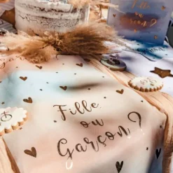 Outlet Chemin De Table Tissu Fille Ou Gar On Theme Bapteme