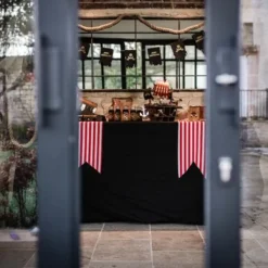Online Chemin De Table Tissu Pirate Rouge Et Blanc Theme Bapteme