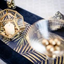Badaboum Chemin De Table Vrai Velours Bleu Marine Clearance