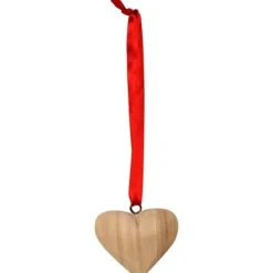 Badaboum Coeur En Bois Avec Ruban Satin Rouge A Suspendre