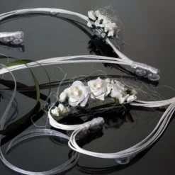 Badaboum Coeur En Rotin Avec Fleur Ecru Pour D Coration De Voiture De Mariage X 2 Pi Ces