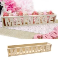 Badaboum Contenant Dragees En Bois Mot Mariage
