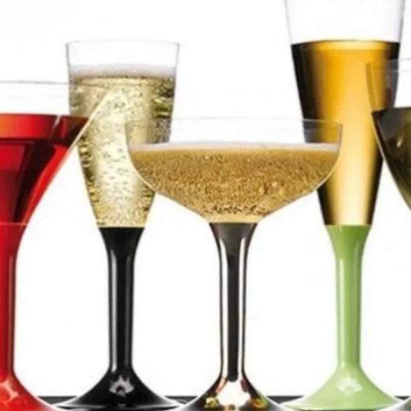 Online Coupe Champagne En Plastique Avec Pied Noir X 20 Pi Ces Theme Cinema