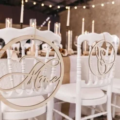 Badaboum D Coration Couronne De Chaise Mariage Mr & Mme En Bois 40 Cm