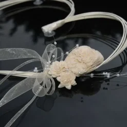 Badaboum D Coration De Voiture Mariage De 2 Coeurs Perl Ecru
