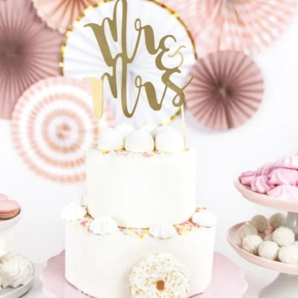 Badaboum Decoration De G Teau Topper Mr & Mrs Or 26 Cm