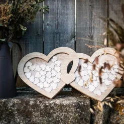Badaboum Double Cadre Coeur Livre D'Or En Bois Avec 60 Coeurs