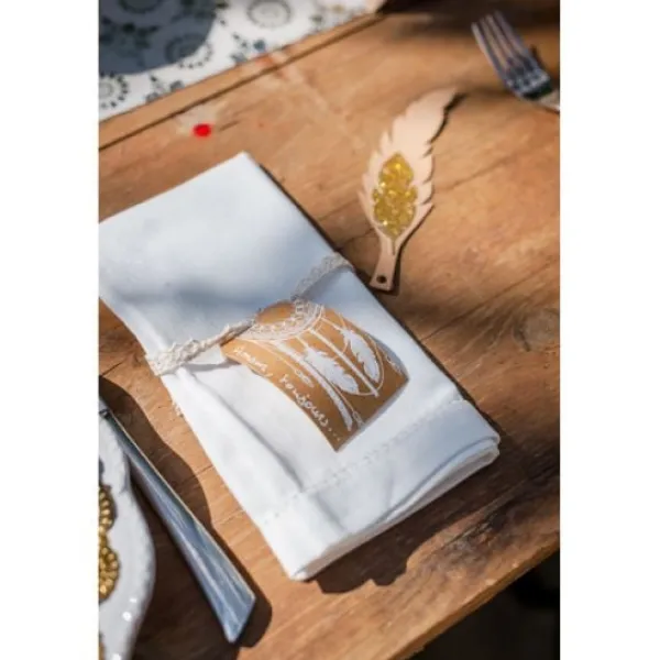 Badaboum Etiquette Plume Boho Kraft X 10 Pi Ces