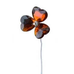 Badaboum Fleur Tige Avec Coeur Cristal X 6 Pi Ces