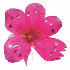 Badaboum Fleurs Plumes Avec Paillettes Sur Pince X 4 Pi Ces Outlet