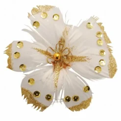 Badaboum Fleurs Plumes Avec Paillettes Sur Pince X 4 Pi Ces Outlet