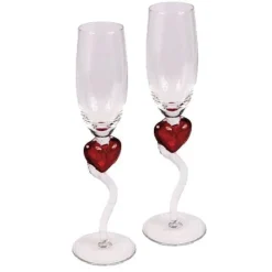 Badaboum Flute A Champagne Mariage Avec Coeur Rouge X 2 Pi Ces