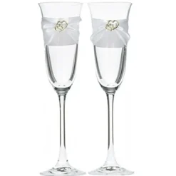 Badaboum Flute A Champagne Mariage Double Coeurs Dor S X 2 Pi Ces