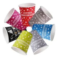 Discount Gobelet Carton Joyeux Anniversaire Rouge X 10 Pi Ces Theme Joyeux Anniversaire