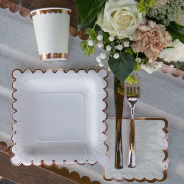 Badaboum Gobelet En Carton Festonn Rose Gold 27 Cl X10 Pi Ces