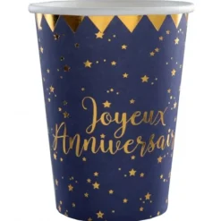 Gobelet En Carton Joyeux Anniversaire Bleu Marine X 10 Pi Ces Theme Joyeux Anniversaire