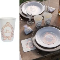 Badaboum Gobelet En Carton Rose Gold Just Married X 10 Pi Ces