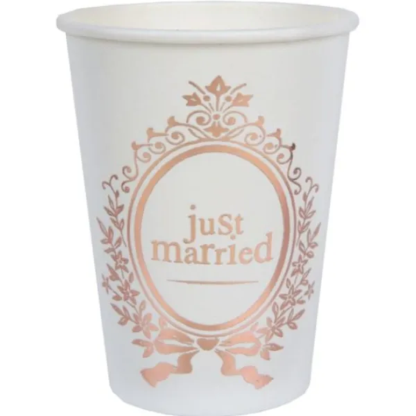 Badaboum Gobelet En Carton Rose Gold Just Married X 10 Pi Ces