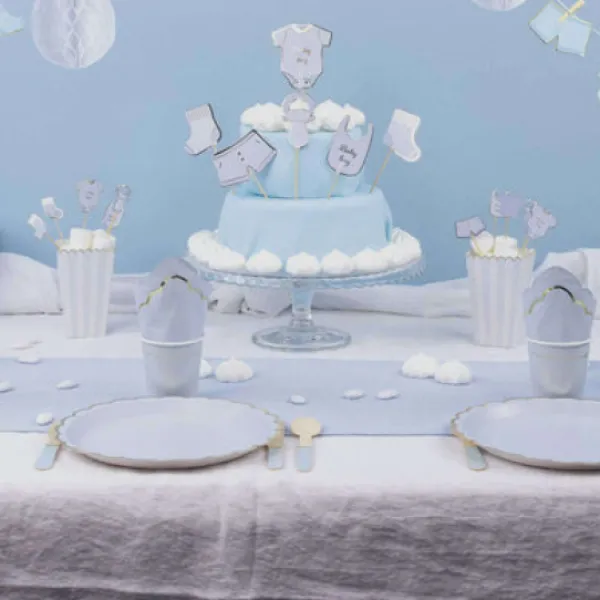 Gobelet Festonn S 200 Ml Bleu Pastel Et Or X 8 Pi Ces Theme Deco Pastel