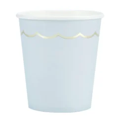 Gobelet Festonn S 200 Ml Bleu Pastel Et Or X 8 Pi Ces Theme Deco Pastel
