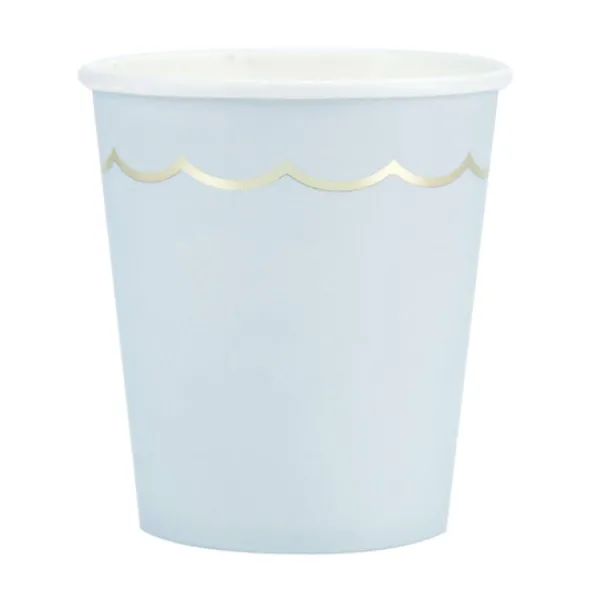 Gobelet Festonn S 200 Ml Bleu Pastel Et Or X 8 Pi Ces Theme Deco Pastel