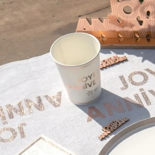 Discount Gobelets En Carton Joyeux Anniversaire Rose Gold 27 Cl X10 Pi Ces Theme Joyeux Anniversaire