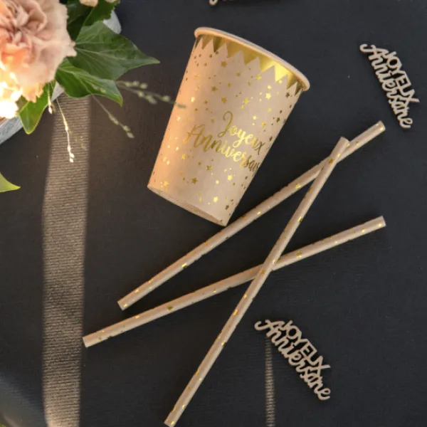 Clearance Gobelets En Carton Joyeux Anniversaire Kraft 27Cl X10 Pi Ces Theme Joyeux Anniversaire