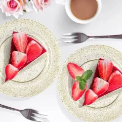 Grande Assiette Plastique Paillet E Or X 10 Pi Ces Theme Eco-Responsable