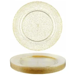 Grande Assiette Plastique Paillet E Or X 10 Pi Ces Theme Eco-Responsable