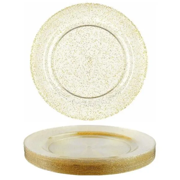 Grande Assiette Plastique Paillet E Or X 10 Pi Ces Theme Eco-Responsable